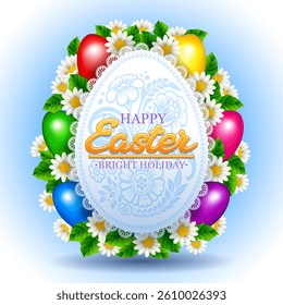 Lace Easter with ornament of flowers and eggs