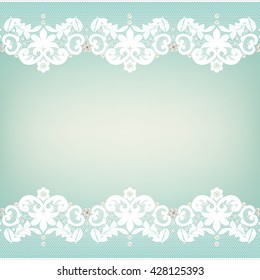 lace edgings with pearls on a green background