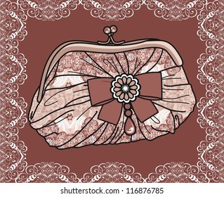 Lace elegant women clutch (abstract vector art illustration)