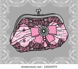 Lace elegant women clutch (abstract vector art illustration)