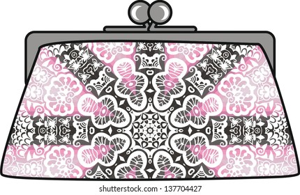 Lace elegant women clutch (abstract vector art illustration) 