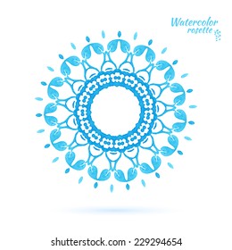 Lace element socket - blue  flower, medallion, snowflake. vector illustration