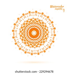 Lace element socket -  orange flower, medallion, snowflake. vector illustration