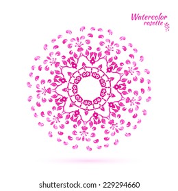 Lace element socket - pink flower, medallion, snowflake. vector illustration