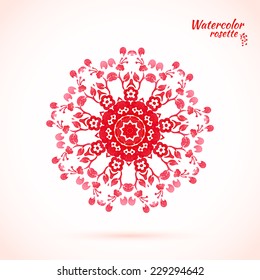 Lace element socket - red flower, medallion, snowflake. vector illustration