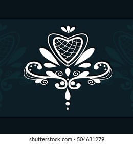 Lace element vector ornamental heart emblem