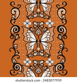 Lace fabric pattern textile illustration, embroidery, print striped ornament floral, pattern, design for wrapping, silk, scarf, background, textile, carpet, rug, texture, hand-draw
