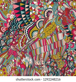Lace fabric - psychedelic poster - coloring book for adults - introvert doodles - vector doodle design