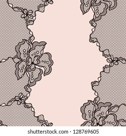 Lace fabric seamless pattern with abstract flowers.