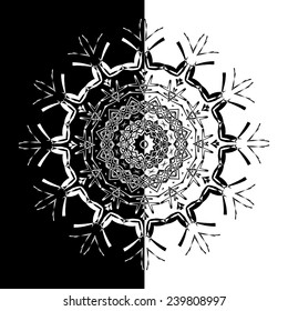 Lace floral black ethnic ornament carelessly drawn coal