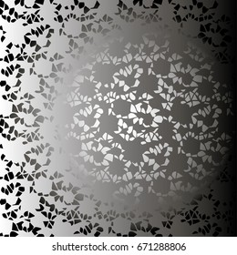Lace floral monochrome wallpaper pattern, vector illustration. Showy texture map, graphic design element.