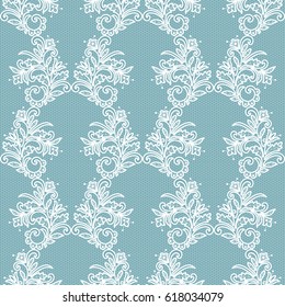 lace with floral pattern on a turquoise background