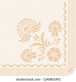 Lace floral pattern with silhouette elements. Victorian and bohemian style, wedding ornament (textile, wrapping, wallpaper). EPS10 vector