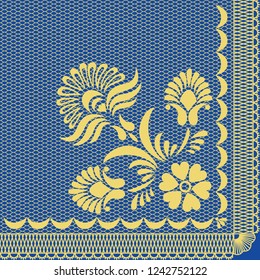 Lace floral pattern with silhouette elements. Victorian and bohemian style, wedding ornament (textile, wrapping, wallpaper). EPS10 vector