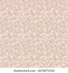 Lace floral pattern in small gentle flowers. Small light pastel flowers. Pale beige background. Ditsy print. Floral seamless background. Vintage template for fashion prints. Stock print trendy pattern