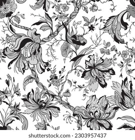 Lace floral seamless pattern. Chintz