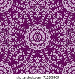 lace floral seamless pattern. decorative beautiful ornament with hand drawn elements. vector illustration. purple color