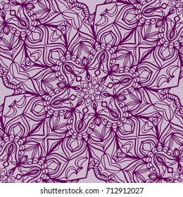 lace floral seamless pattern. decorative beautiful ornament with hand drawn elements. vector illustration. purple color