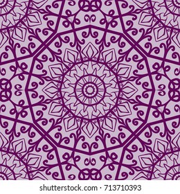 lace floral seamless pattern. decorative beautiful ornament with hand drawn elements. vector illustration. purple color