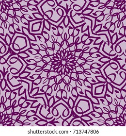 lace floral seamless pattern. decorative beautiful ornament with hand drawn elements. vector illustration. purple color