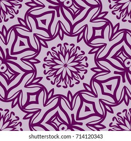 lace floral seamless pattern. decorative beautiful ornament with hand drawn elements. vector illustration. purple color