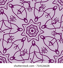 lace floral seamless pattern. decorative beautiful ornament with hand drawn elements. vector illustration. purple color