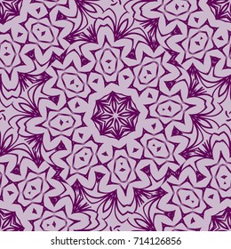 lace floral seamless pattern. decorative beautiful ornament with hand drawn elements. vector illustration. purple color