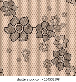 Lace floral seamless pattern on a soft pink background