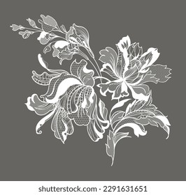 lace flower, bouquet, vector illustration