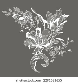 lace flower, bouquet, vector illustration