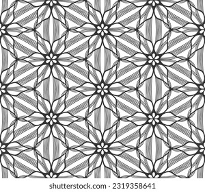 Flor de encaje, patrón sin fisuras. Tapa repetida de la línea floral. Fondo de tela retro plano infinito. Diseño de la impresión textil de verano de plantas decorativas. Ornato geométrico ornamento. Alfombra botánica de moda