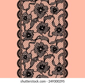 Lace flower endless ribbon. Vector illustration