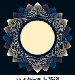 lace flower round frame in blue and black shades