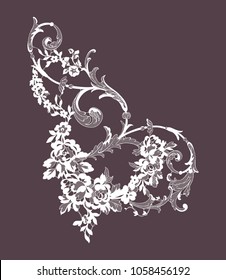 lace flowers decoration element