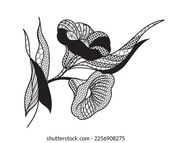 Lace flowers and foliage. Vector illustration, bouquet.