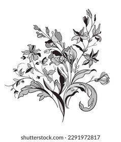 lace  flowers and foliage. Vector illustration, bouquet.