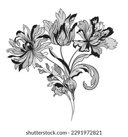 lace  flowers and foliage. Vector illustration, bouquet.