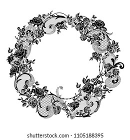 lace flowers frame decoration element