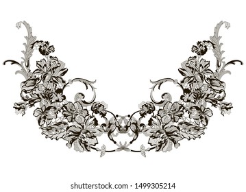 lace flowers frame decoration element