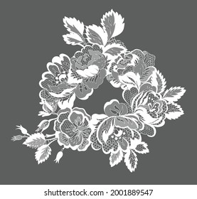 elemento de decoración de marco de flores de encaje