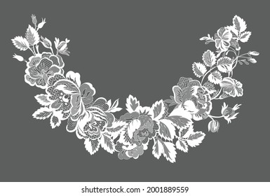 lace flowers frame decoration element