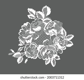lace flowers frame decoration element