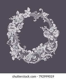 lace flowers frame decoration element