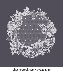 lace flowers frame decoration element