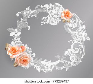 lace flowers frame decoration element
