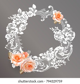 lace flowers frame decoration element