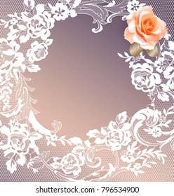 lace flowers frame decoration element