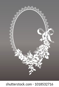 lace frame with floral rose garland
