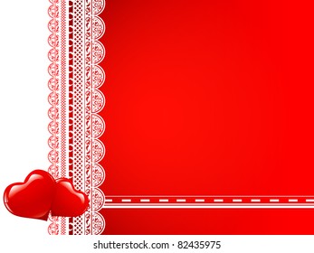 lace frame with hearts at red background