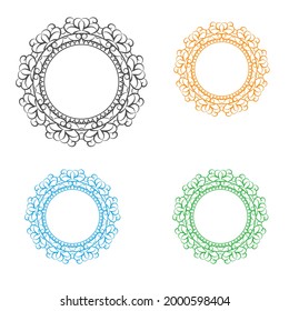 Lace frame, lace pattern, stamp or stencil for scrapbooking and decorative embossing, die cut template. Flat style.